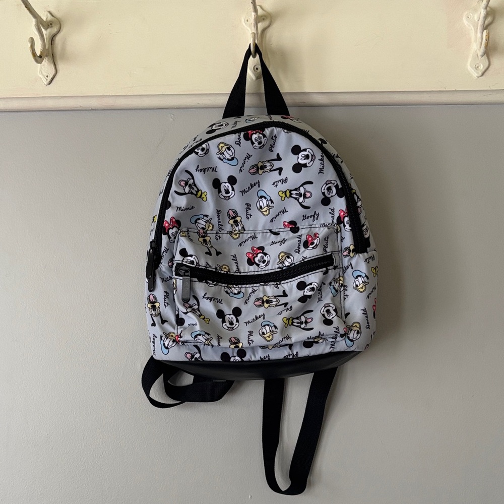 Disney Mickey Mouse Toddler Mini Backpack Grey (Gray) Black 10” Small
